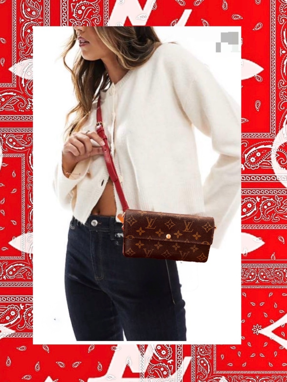 Louis Vuitton monogram canvas, Sarah vintage wallet converted Crossbody 1995